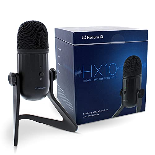 HX10 Podcast Mic - Condenser USB Microphone for Computer, Gaming, Recording, Streaming, More - Ear Buds, Mute Button, Volume Control Included
