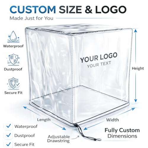 Custom Clear PVC Dust Cover, Transparent Protective Cover, Made to Measure Size, Waterproof & Dustproof, Visible Storage Cover for Equipment & Display