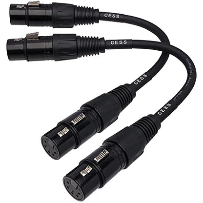 CNCESS XLR 5-Pin Female to Female Patch Cable, 6 in, 2-Pack