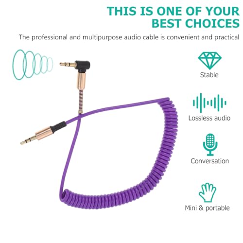 BESPORTBLE 4 Pack 3.5mm Audio Cable Male to Male Coiled Stereo Aux Cord Right Angle TRS Connector Shielded Audio Output Cable for Mixer Mic Camera Recorder Car Speaker 16.14 in