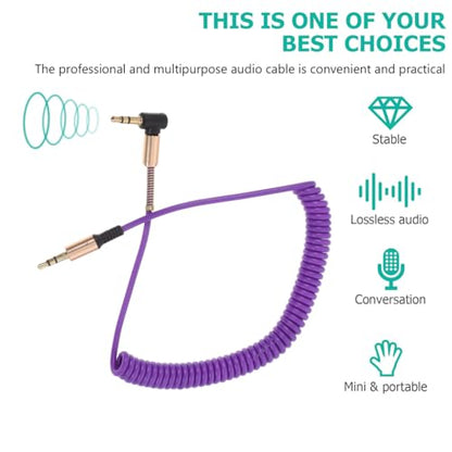 BESPORTBLE 4 Pack 3.5mm Audio Cable Male to Male Coiled Stereo Aux Cord Right Angle TRS Connector Shielded Audio Output Cable for Mixer Mic Camera Recorder Car Speaker 16.14 in