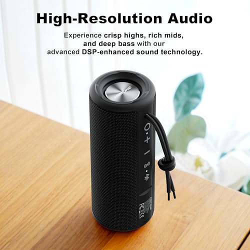 MIATONE Boombox Outdoor Portable Bluetooth Speaker Waterproof Wireless Speakers - Black - color: Black