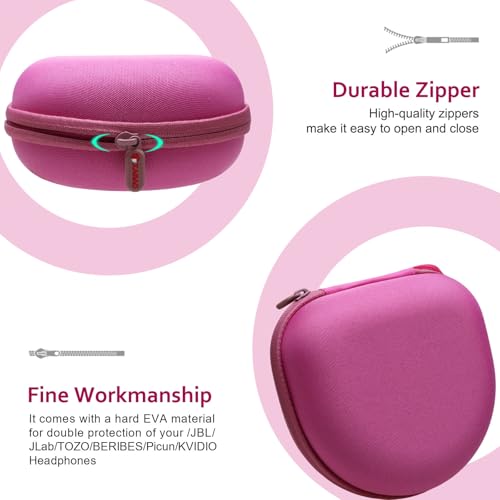Headphone Case for Beats/Jlab/TOZO/BERIBES/Picun Etc Headphones, Rose | for JLab JBuds Lux ANC/Go Lux ANC, Beats Studio Pro/Solo 4 3,TOZO HT3,KVIDIO Etc Headphone, Hard Shell Case for Travel Home - color: Rose