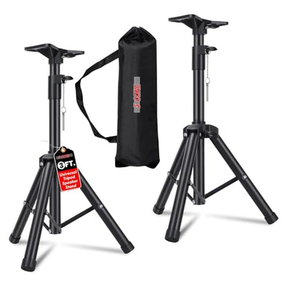 5 Core Speaker Stand Pair Universal Mount Steel Construction 132 Lb Capacity Stable Tripod w/Adjustable Height 36” w 35mm Compatible Insert Metal Safety Pin Included Bag - color: BLACK