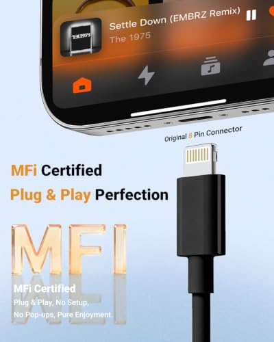 Lightning to 3.5mm Headphone Jack Adapter [Apple MFi Certified] Hi-Fi Stereo Sound, Full Function Control, Compatible with iPhone 14/13/12/11/X/8 & More – for Music, Calls & Car AUX Black 1Pack - color: Black