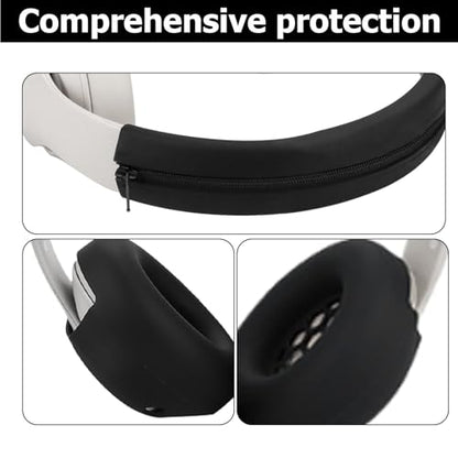 Studio Pro Silicone 2-in-1 Sweat Case Cover Set with Anti-Scratch Ear Pad Covers & Zipper Headband Cover – Compatible with Beats Studio Pro Wireless Headphones（Black） - color: Black 2-in-1