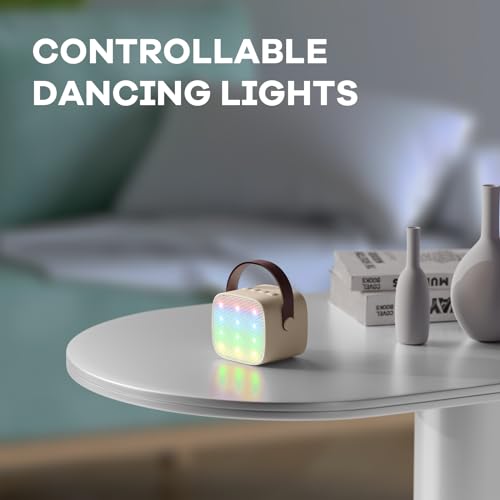 YLL Mini Karaoke Machine with 2 Wireless Microphones for Kids Adults, Portable Bluetooth Speaker Gift for Girls Boys Toys 3, 4, 5, 6, 7, 8, 10, 12+ Years Old Teens Birthday Home Family Party (Cream) - color: Cream