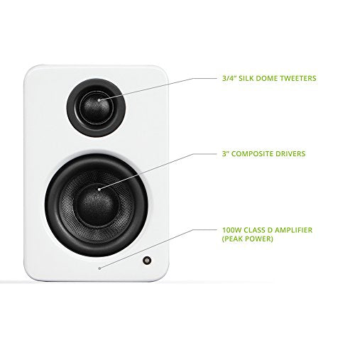 Kanto YU2GW PC Gaming Desktop Speakers | 3" Composite Drivers | 3/4" Silk Dome Tweeter | Class D Amplifier | 100 Watts | Built-in USB DAC | Subwoofer Output | Pair | Gloss White - color: Gloss White