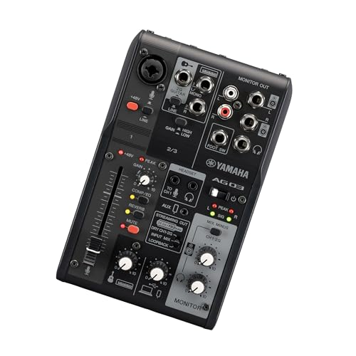Yamaha AG03MK2 Black 6-Channel Live Streaming Loopback Mixer/USB Interface with Steinberg Software Suite - color: Black, style: AG03 MK2