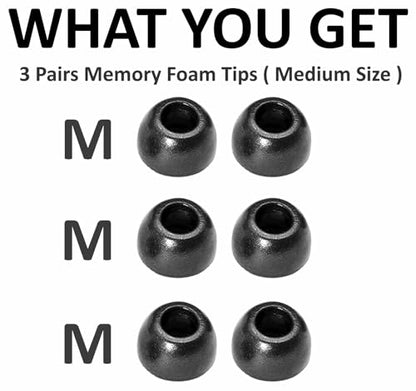 A-Focus for Pixel Buds Pro 2 Memory Foam Ear Tips Replacement Comfortable No Silicone Pain Fit in Case Eartips Cover Compatible with New Google Pixel Buds 2 Pro Black M 3 Pairs - size: M