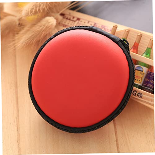 Red EVA Earphone Case, Mini Ball Shape Zipper Protect Pouch - color: Red