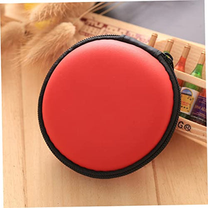 Red EVA Earphone Case, Mini Ball Shape Zipper Protect Pouch - color: Red