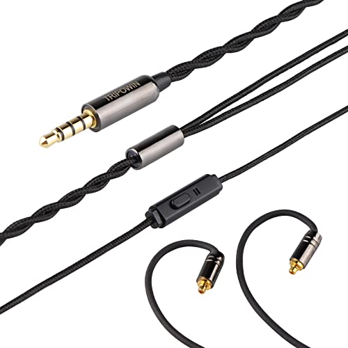 Linsoul Tripowin Zombur 4N OFC in Ear Monitor Cable, 3.5mm Plug, 1.25m | High Purity Oxygen Free Cable HiFi Wired IEM Cable, Cotton Yarn Outer Layer, for Musician Audiophile, w/ Mic, MMCX - size: MMCX, style: With Mic