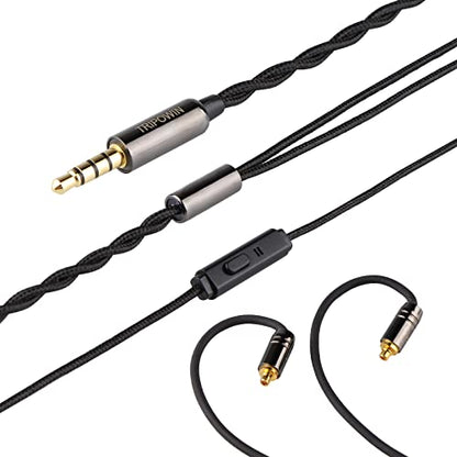 Linsoul Tripowin Zombur 4N OFC in Ear Monitor Cable, 3.5mm Plug, 1.25m | High Purity Oxygen Free Cable HiFi Wired IEM Cable, Cotton Yarn Outer Layer, for Musician Audiophile, w/ Mic, MMCX - size: MMCX, style: With Mic