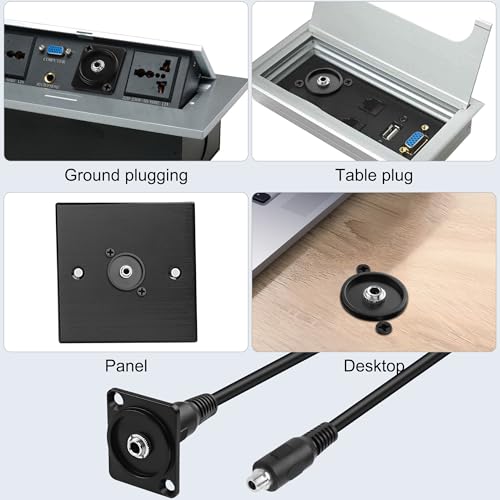 MEIRIYFA 3.5mm TRRS Female to D-Type Panel Mount Audio Extension Cable | 3.5mm 1/8" TRRS to D-Type Female 4 Pole Plug Stereo Headphone Cable for Headset ,Laptop, Microphone-53CM (3.5MM TRRS Female) - style: 3.5MM TRRS Female