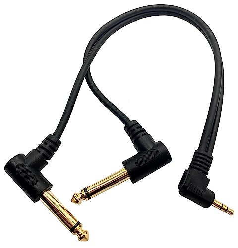 3.5mm to 6.35mm Splitter Audio Cable, 90 Degree 1/8 TRS Stereo Male to Dual 1/4 Mono TS Male Right Angle Y Audio Cable (30cm/1 Feet) - color: 30cm/1 Feet