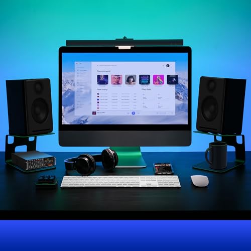 VAYDEER Desktop Speaker Stands with Vibration Absorption Pads, Metal Speaker Stands Pair Support Up to 40lbs,Bookshelf Speaker Stands for Better Audio Experience (7.09 x 5.51 x 5.12 inch)
