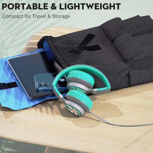 Bywulanda USB C Headphones with Microphone, Wired Over-Ear for School | Volume Control, HD Stereo Sound, Comfortable Fit, Wired Foldable Headphones for Adult/Teens/Laptop/Tablets/Travel, Green - color: Green