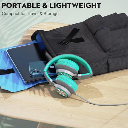 Bywulanda USB C Headphones with Microphone, Wired Over-Ear for School | Volume Control, HD Stereo Sound, Comfortable Fit, Wired Foldable Headphones for Adult/Teens/Laptop/Tablets/Travel, Green - color: Green