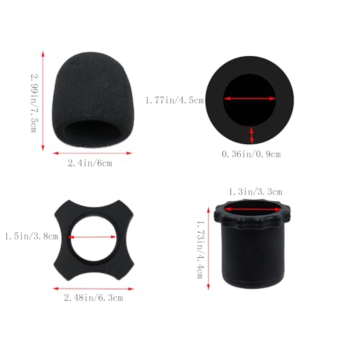 10 Sets of Shakeproof Anti-Rolling Handheld Microphone Silicone Ring Microphone Sponge Cover Silicone Protective Sleeve for KTV, Speech, Interview, Recording Studio, Black - style: 10 Sets, Black