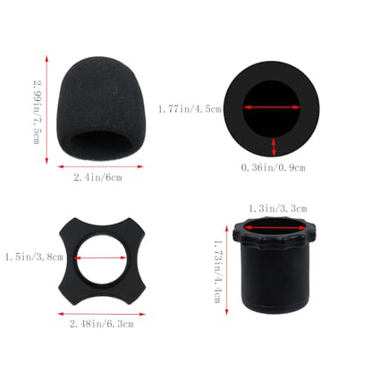10 Sets of Shakeproof Anti-Rolling Handheld Microphone Silicone Ring Microphone Sponge Cover Silicone Protective Sleeve for KTV, Speech, Interview, Recording Studio, Black - style: 10 Sets, Black