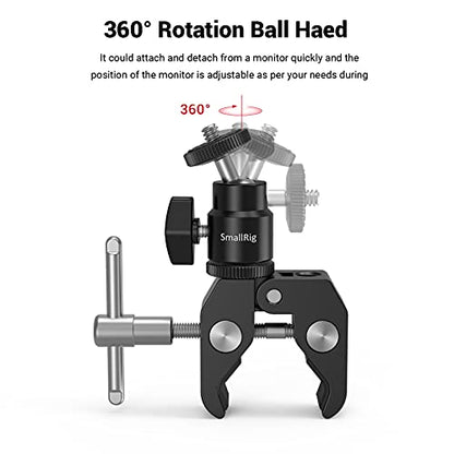 SMALLRIG Super Clamp Mount with Mini Ball Head Mount for Action Cameras | Hot Shoe Adapter with 1/4" screw for Monitors/Lights/Flash, for GoPro, for DJI, for Insta360