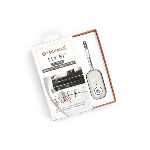 Fly Bi Double Bluetooth Transmitter - Blue Tooth Dongle, Connect 2 Devices at Once, Battery Powered, Rechargeable, 5.3, Compact, Converts Standard Headphone Jack