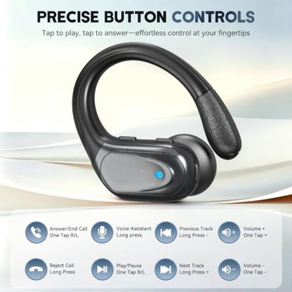 HAOYUYAN Wireless Earbuds, Sports Bluetooth Headphones, Noise Canceling Ear Buds with 80hr Playtime, LED Power Display, IPX7 Waterproof Earphones for Gym/Workout - color: Black