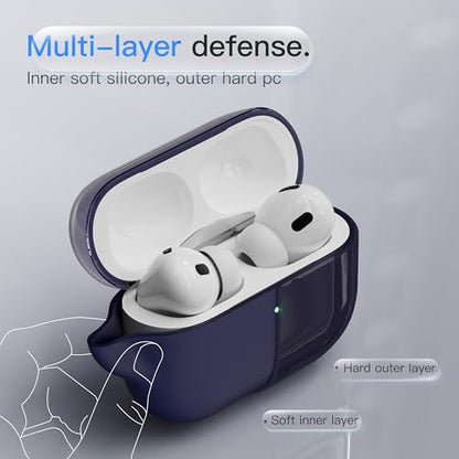 Case for AirPods Pro 3 Never-Sretch-Out DamonLight Shock-Proof Protective Semi Hard Silicone Case Compatible with Apple Airpods Pro 3rd Generation (Midnight Blue) - color: Midnnight Blue