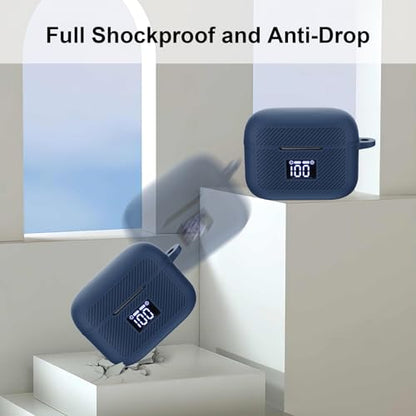 Compatible with TOZO T20 Case Cover, Soft Silicone Skin Case with Keychain, Shock Absorbing and Anti-Drop Protective Case with LED Power Display for Men and Women [Front LED Visible] Dark Blue - color: Dark Blue