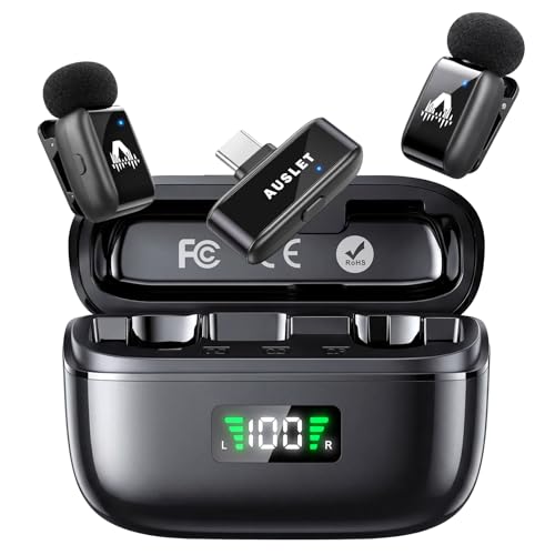 Wireless Lavalier Microphone for iPhone & Android, Mini Clip-On Lapel Mic with 25H Charging Case, AI Noise Reduction, 3 Voice Modes for Vlogging, TikTok & Live Streaming - size: 2TX + USB-C RX + Lightning Adapter + 1CC