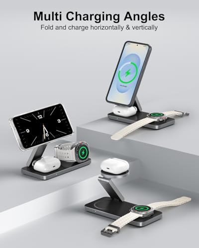 3 in 1 Wireless Charger for Samsung Galaxy, 15W Magnetic Super Fast Charging Station for MagSafe Samsung Galaxy S26 Ultra S25 S24 Z Fold Flip 8 Watch 8 7 Buds 4 3 Pro, Not for Watch 9/Ultra 2 - color: Black