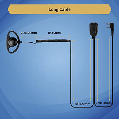 Retevis Walkie Talkie Earpiece with Mic, for RT22/RT68/RT21/H777/RT68H | Coil Tube, 2 Pin, Compatible with Pxton, Baofeng, Kenwood Two Way Radios, Radio earpiece(2 Pack)
