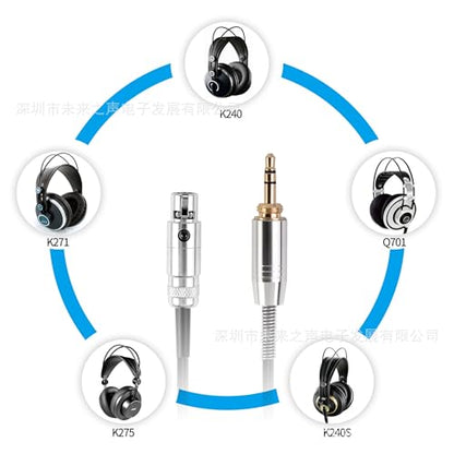 Replacement Headphone Audio Cable Compatible for K240, K240S, K240MK II Q701 K702 K141 K171 K181 K271s K271 MKII M220 Pioneer HDJ-2000 Headphones 6.3/3.5mm Jack