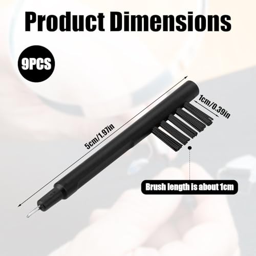 9pcs Hearing Aid Cleaning Brush, Nylon Hearing Amplifier Cleaner Brushes Tools Accessories Supplies with Wax Loop and Magnet for Hear Aids Earbuds Headphones & Electronic Devices