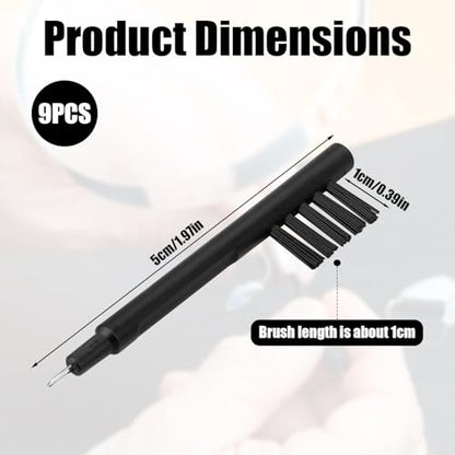 9pcs Hearing Aid Cleaning Brush, Nylon Hearing Amplifier Cleaner Brushes Tools Accessories Supplies with Wax Loop and Magnet for Hear Aids Earbuds Headphones & Electronic Devices
