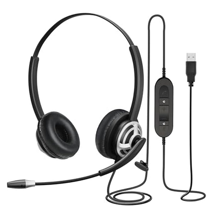 MAIRDI USB Headset With Microphone for Computer, PC, Laptop - Noise Canceling for Teams, Zoom, Office, Call Center, VoIP Phone Calls - Dictation for Dragon Voice Recognition - color: Black Silver
