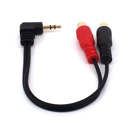 3.5mm to 2RCA Adapter Cable, 8 Inch Gold Plated 90 Degree Right-Angled 1/8" TRS Stereo Male to Dual RCA Female Y Splitter Adapter Cable(3.5M/2RCAF)