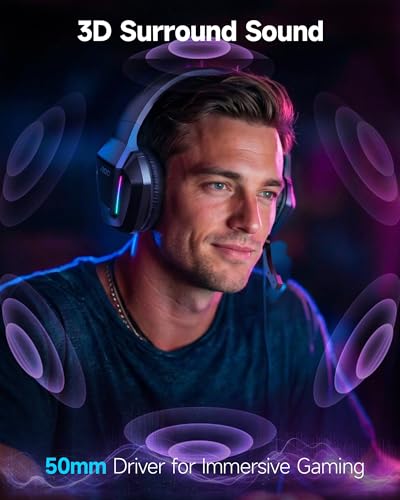 AOC Wired Gaming Headset, Headphones for Xbox Series PS5 PC Switch, Black | Surround Sound, Noise Canceling Over-Ear Gaming Mic, RGB Lights, 50mm Drivers, 3.5mm Jack - color: Matte Black