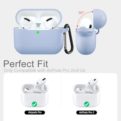 Lerobo for AirPod Pro Case, Soft Silicone Cover with Keychain, Lilac | Drop Protection, Scratch & Dust Resistant, Wireless Charging, Compatible with Apple AirPods Pro 2/1 Case Cover for Women Men - color: Lilac