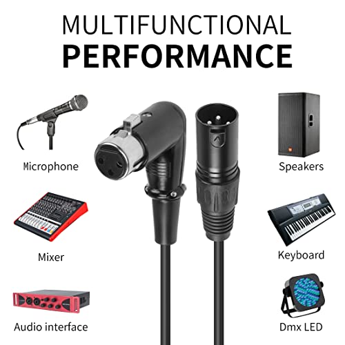 YACSEJAO XLR Microphone Right Angle Cable 3FT XLR Male to Female XLR 3Pin Mic Connector for Powered Speakers, Audio Interface or Mixer (90 Degrees XLR Female) - color: 90 Degrees XLR Female