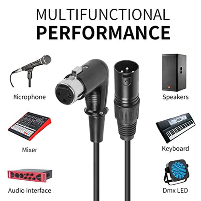 YACSEJAO XLR Microphone Right Angle Cable 3FT XLR Male to Female XLR 3Pin Mic Connector for Powered Speakers, Audio Interface or Mixer (90 Degrees XLR Female) - color: 90 Degrees XLR Female