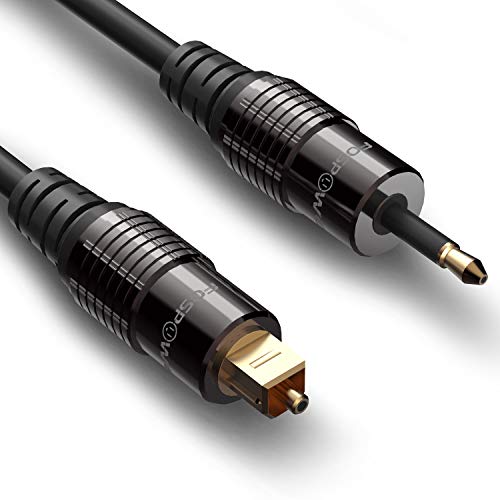 FosPower 24K Gold Plated Toslink to Mini Toslink Optical Audio Cable, 3 FT | High-fidelity digital S/PDIF optical Toslink to Mini Toslink cable featuring 24K gold-plated connectors & PVC jacket - size: 3 Ft - 1 Pack