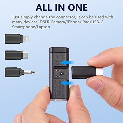 Sevenoak 3 in 1 Wireless Lavalier Microphones for iPhone/Android/Camera, Wireless Lapel Microphone System with Noise Cancelling Portable Microphone for Recording YouTube Vlog Live Stream -SKM-W1 Pro - size: SKM-W1 PRO