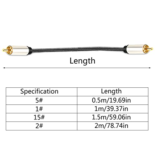Subwoofer Cable Digital Coaxial Cable 1 to 1 Video Cable for Home Theater Sound - color: 1.5m