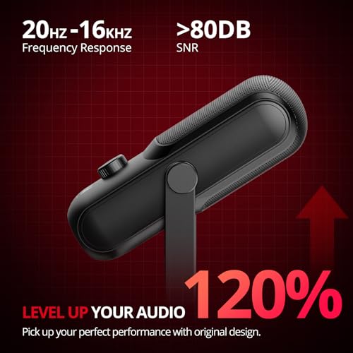 GVM USB-C Condenser Microphone for Podcast & Streaming, Plug & Play PC Mic with Gain Control, Mute Function & Metal Stand for YouTube, Voice Over, Online Meetings
