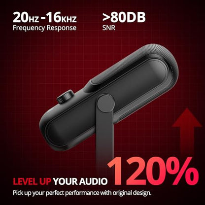 GVM USB-C Condenser Microphone for Podcast & Streaming, Plug & Play PC Mic with Gain Control, Mute Function & Metal Stand for YouTube, Voice Over, Online Meetings