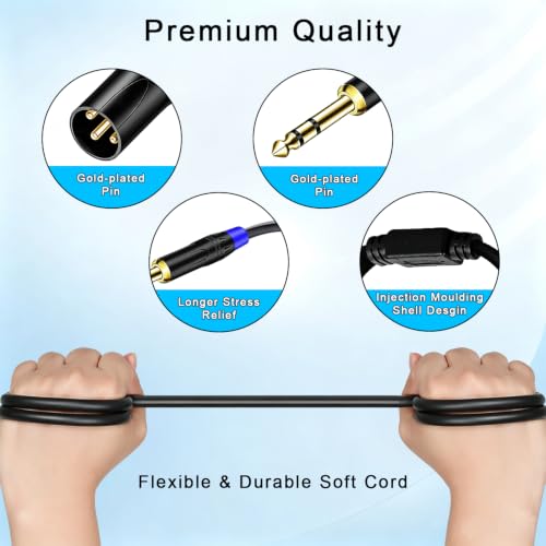 (10FT 1/4" TRS to Dual XLR Male Y Splitter Cable, 6.35mm Quarter inch Stereo to 2 XLR Male Breakout Microphone Cable Cord - size: 1/4 Inch TRS to Dual XLR Male - 10 FT