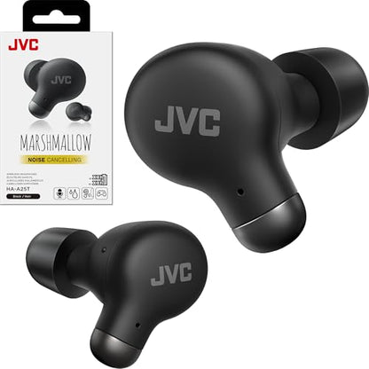 JVC Active Noise Cancelling True Wireless Earbuds - Bluetooth 5.3 with ANC - Comfortable Fit with S/M/L Silicon & Memory Foam Earpieces - IPX4 Water Resistant - 28 Hrs Playback - Compact Charging Case - color: Black