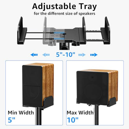 MOUNTUP Universal Speakers Stands Pair 34" to 43.3" Height Adjustable Holds Bookshelf Speakers Satellite Speakers Up to 11LBS Cable Concealing 1 Pair Spring-Loaded Plate Extends to 10" MU9138 Black - size: 34-43" Height